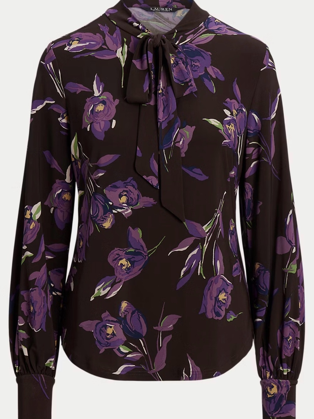 Lauren Ralph Lauren Purple Floral stretchy-Neck Blouse